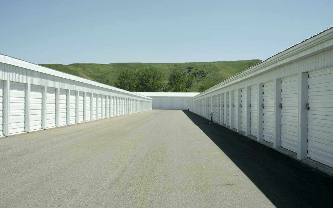 Self storage units in an outdoor facility