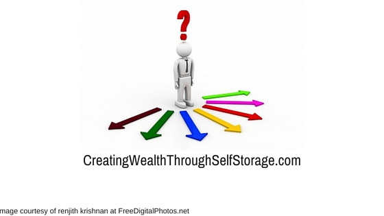 3D man with question mark and arrows create a winning self storage business strategy