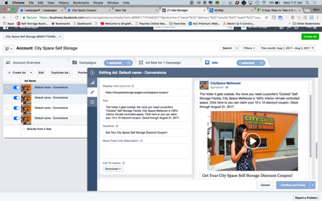 Creating a Self Storage Ad In Facebook Ad Manager